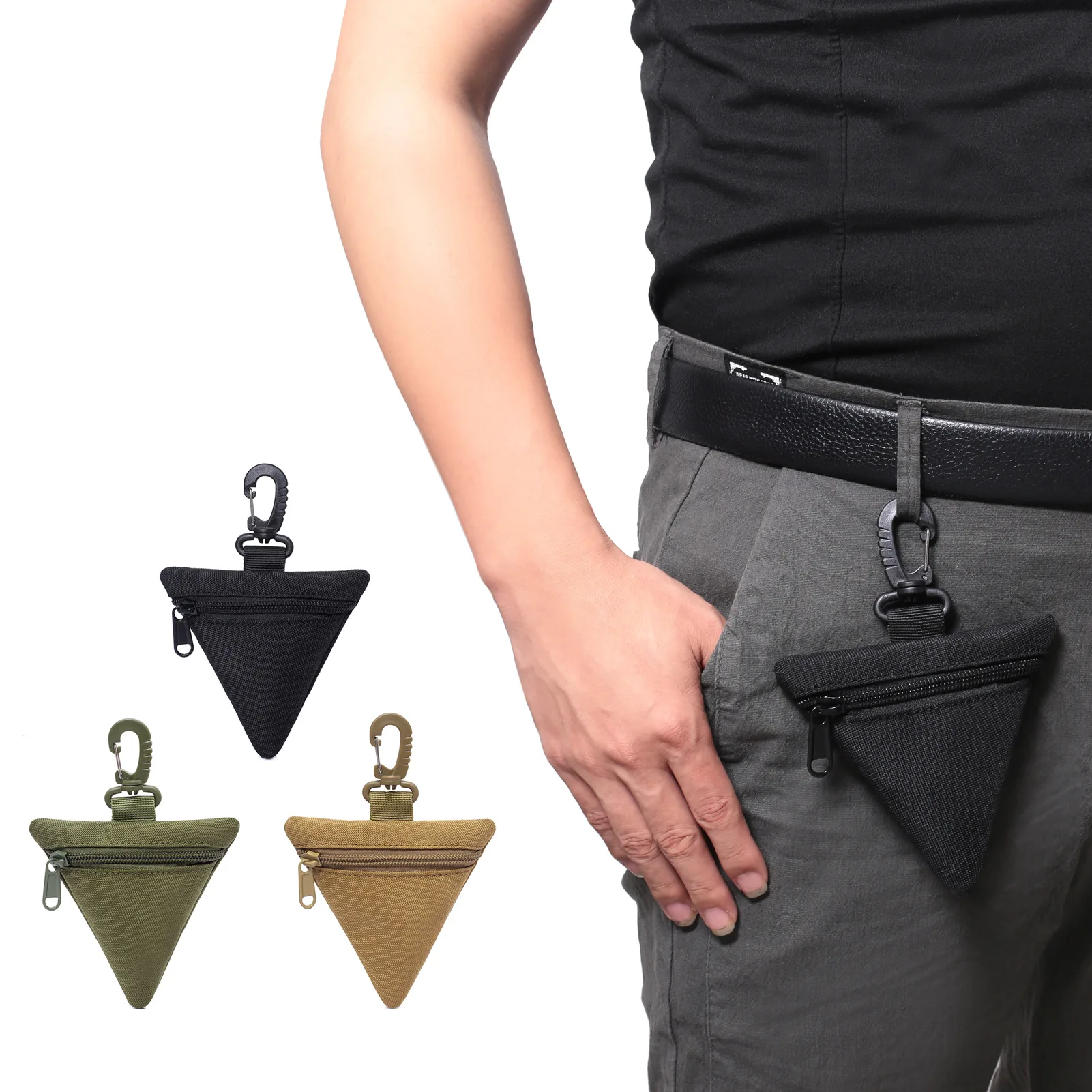 

Outdoor Triangle Waist Bag Tactical Coin Purse Military Tactical Hanging Buckle Running Portable EDC Tool Storage Handheld Bag