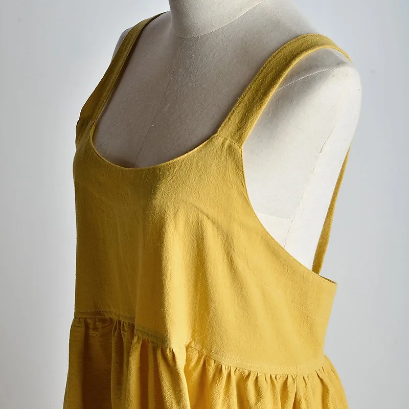 Хлопковые льняные фартуки для женщин с карманами перекрестной спинкой платье