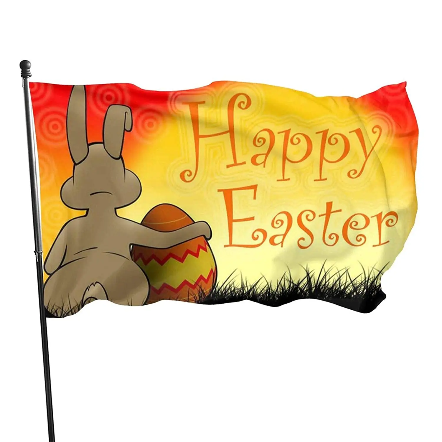 

Happy Easter Bunny Egg Vintage Flag Polyester Banner with Grommets, Garden Yard House Flags Indoor and Outdoor Sport Decoration
