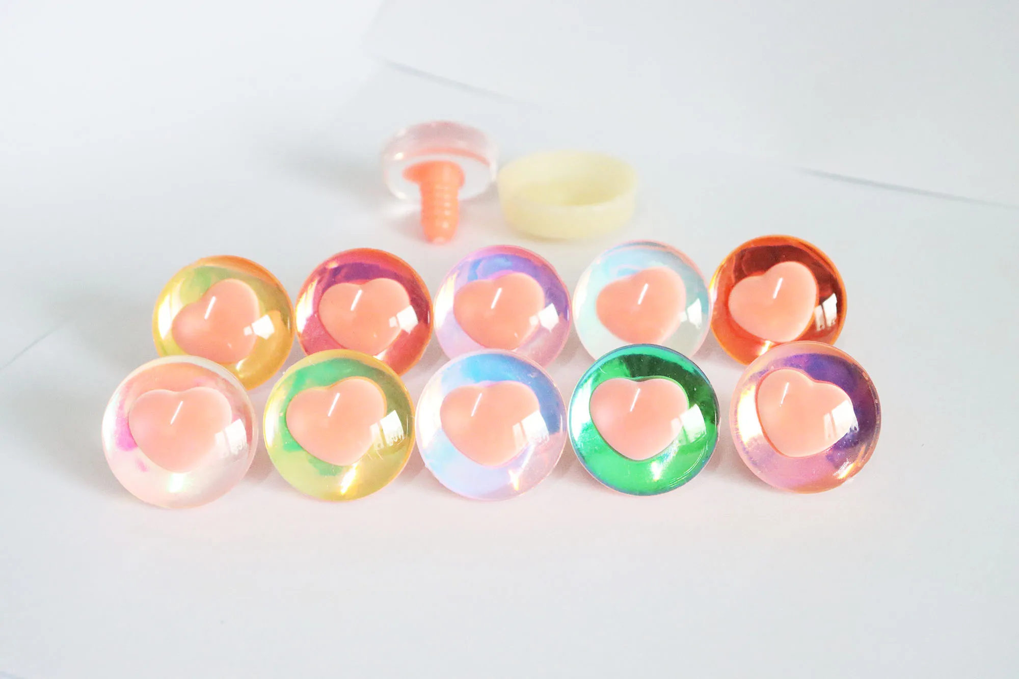 aszem 25mm serce uczeń 3D Komiczne okrągłe brokatowe oczy z twardą podkładką do akcesoriów dla lalek-HC10