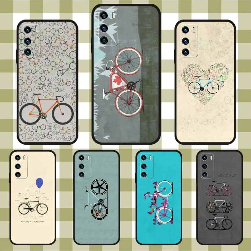 Love Fixie Road Bike Phone Case for Huawei Y7 A Y5 P Y9 Y6 Pro Y5 Prime 2020 2019 2018 2017 Nova 9 S RO SE Black Soft Cover