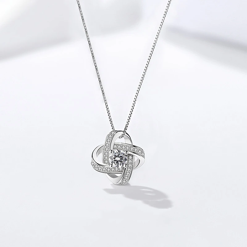 

New 925 Sterling Silver Necklaces For Women Sweet Romance Rotary Four Clover Pendant Clavicle Chain Jewelry Girl Birthday Gifts