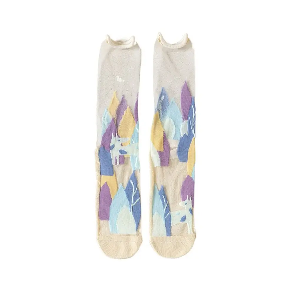 Милые Асимметричные милые сетчатые летние женские Чулочные изделия в японском