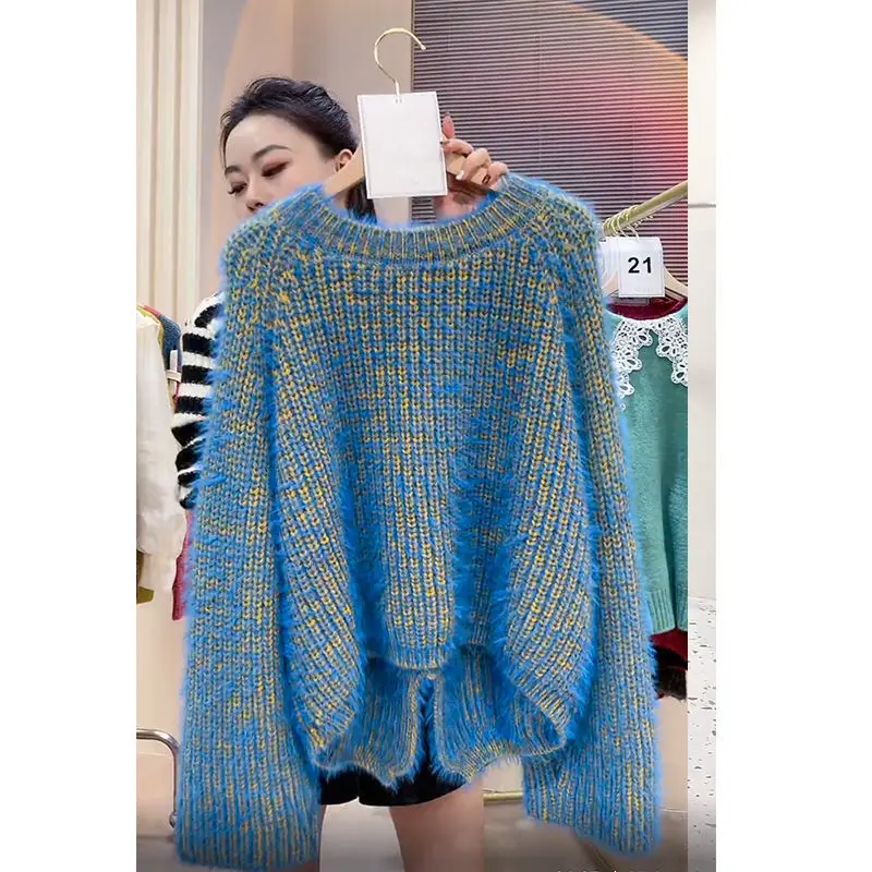 

Свитер Женский свободного покроя, модная одежда для улицы, новинка весны 2022, топ, вязаный свитер разных цветов, женский джемпер