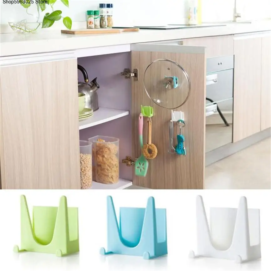 

Wall Housekeeper Plastic Kitchen Pot Pan Cover Shell Cover Sucker Tool Bracket Storage Organizer Rack Hanger Storage Rack Holder