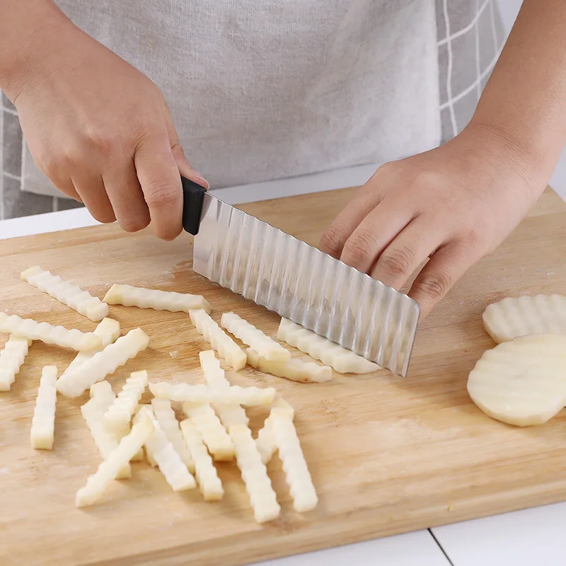 

Stainless Steel Potato Chip Household Wolf Tooth Knife Potato Knife Vegetable Wavy Slicer French Fries Dicing Knife Ferramentas