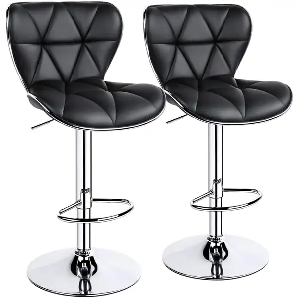 

Alden Design Adjustable Midback Faux Leather Bar Stool, Set of 2, Black