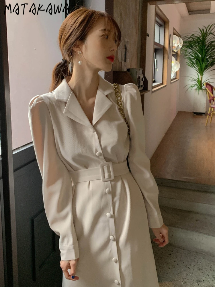 Женское однотонное платье-миди с длинным рукавом в винтажном стиле |