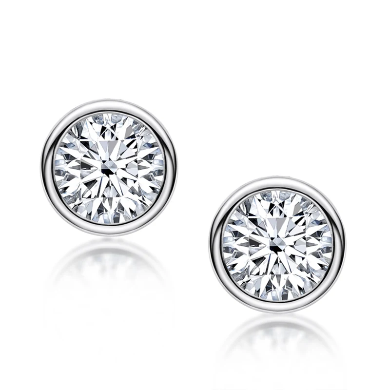 

LESF 925 Silver White Yellow Color Stud Earrings Luxury Sona Diamond Design Ear Buckle Earrings Women Jewelry
