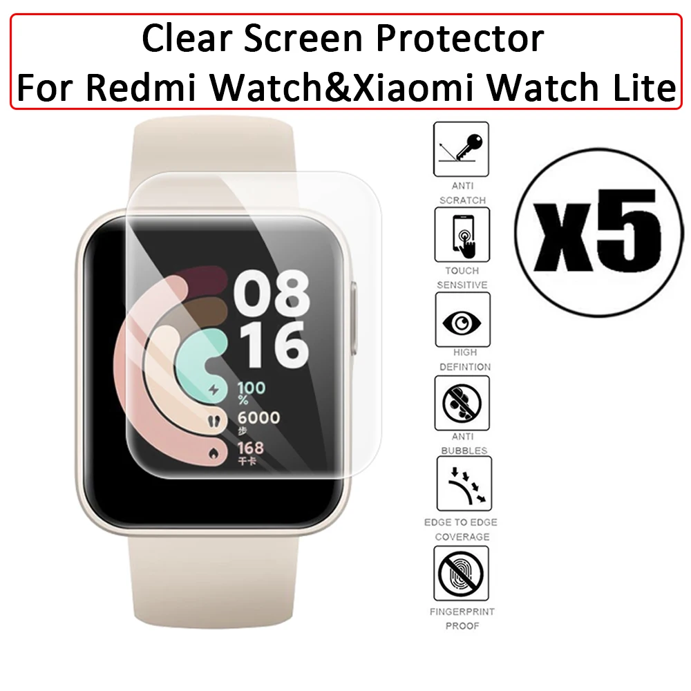 

5 шт., Гидрогелевая Защитная пленка для Xiaomi Redmi Watch Mi Smart Watch Lite