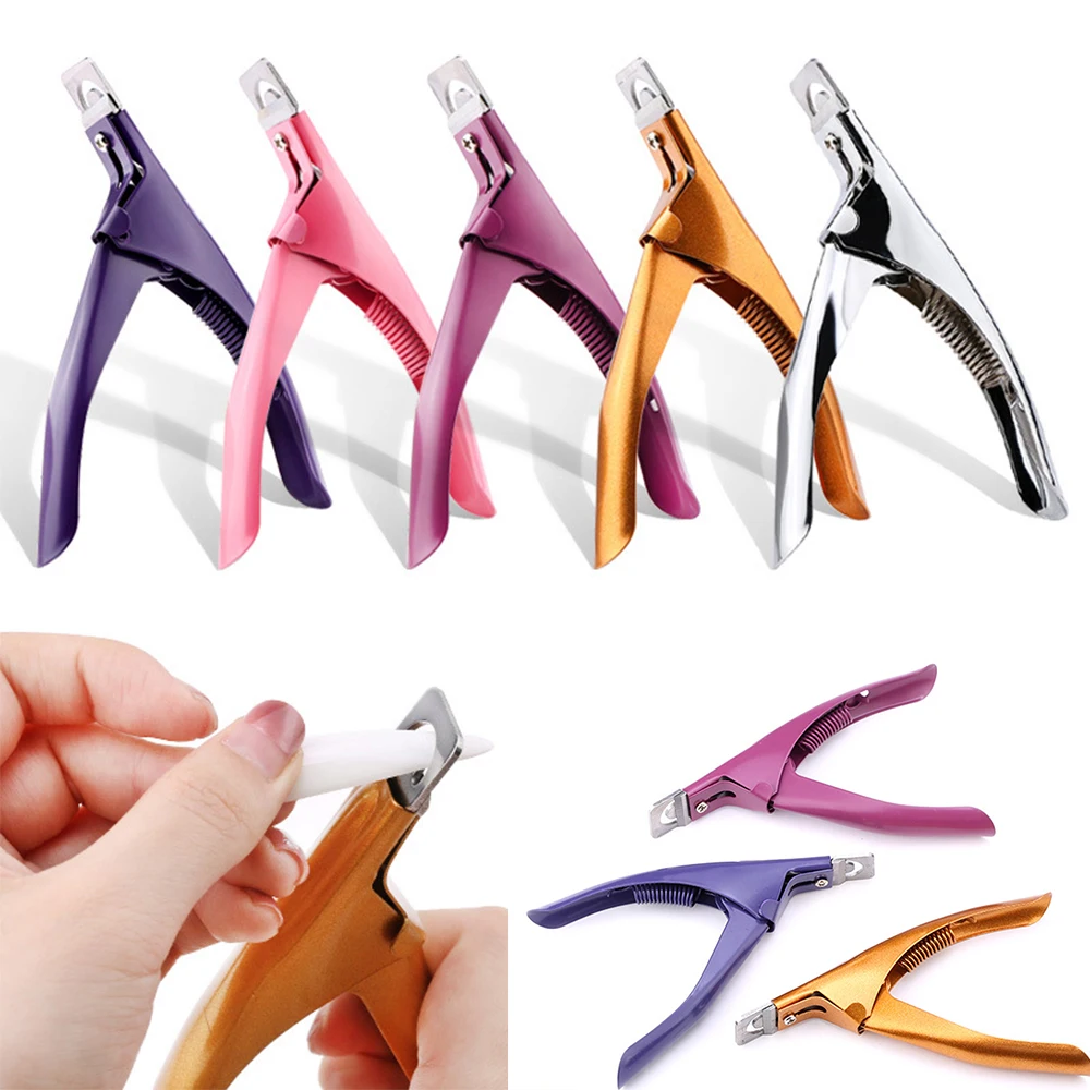 

1PC Professional Nail Art Clipper Special type U word False Tips Edge Cutter Manicure Colorful Stainless Steel Nail Art Tools