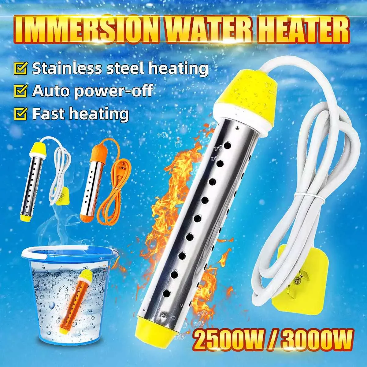 

25000-3500W 220V Floating Electric Water Heater Water Boiler Water Heating Portable Immersion Suspension Bathroom Swimming Pool
