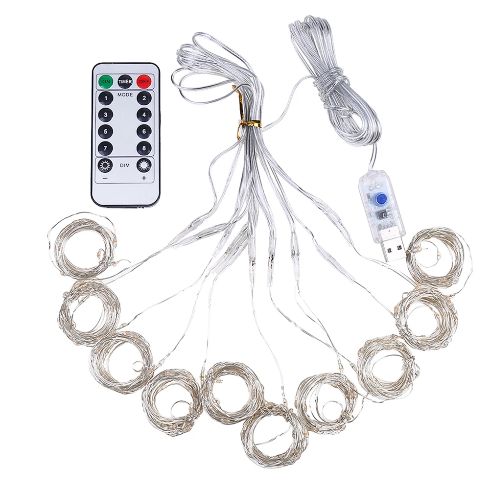 

LED Fairy Lights Garland Curtain Lamp Remote Control USB String Light Decor