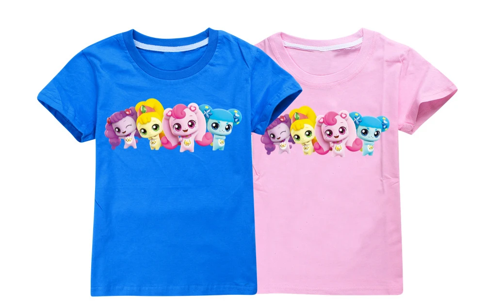 

Kids Heart's Ping 2-16Y summer girls short-sleeved round neck T-shirt boys and girls cute sports casual cartoon top clothes
