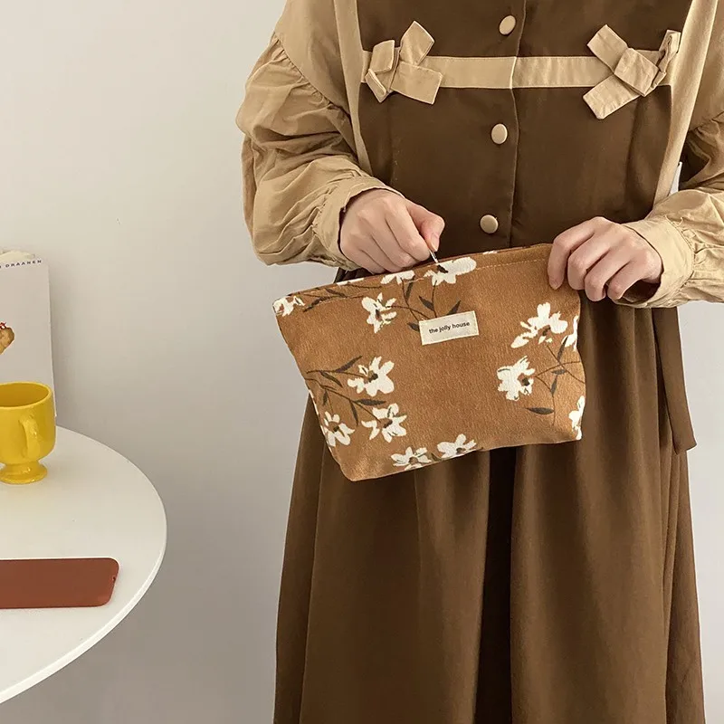 Цветочная косметичка для женщин ретро леопардовая Сумочка хранения косметики