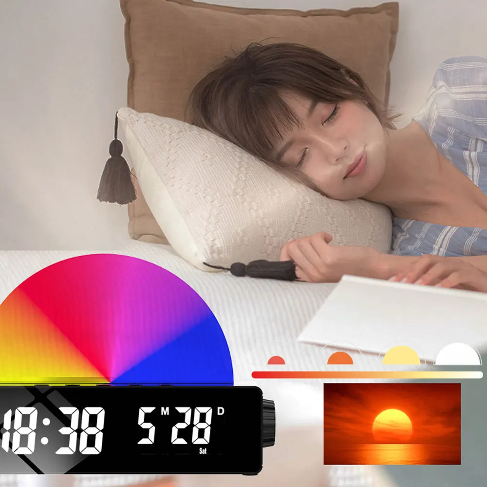 With Fm Radio 10 Color Wake Up Light Dawn Simulator Clocks Led Digital Night Lamp For Heavy Sleepers Adults