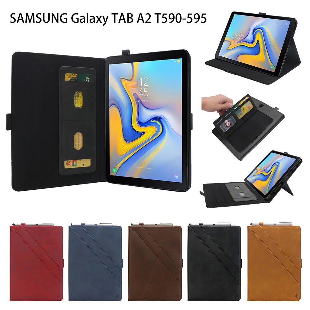 

Деловой кожаный чехол для Samsung Galaxy Tab A2 10,5, T590, T595, подставка для планшета, умный чехол с кармашком для карт