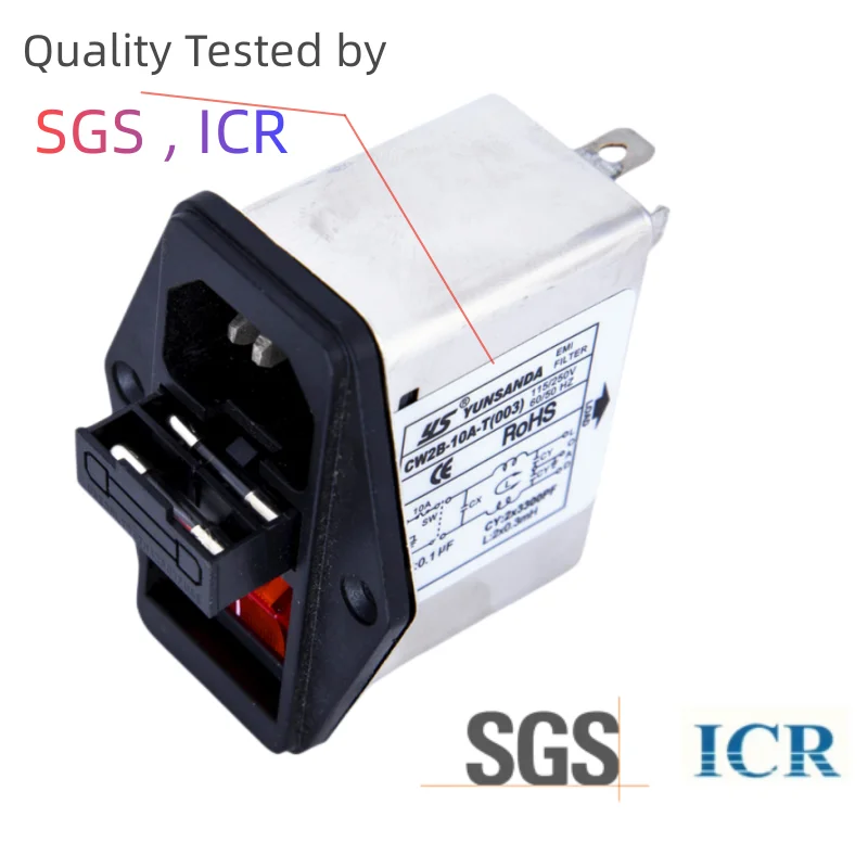 YUNSANDA 10A фильтр электромагнитных помех с большим переключателем и разъемом