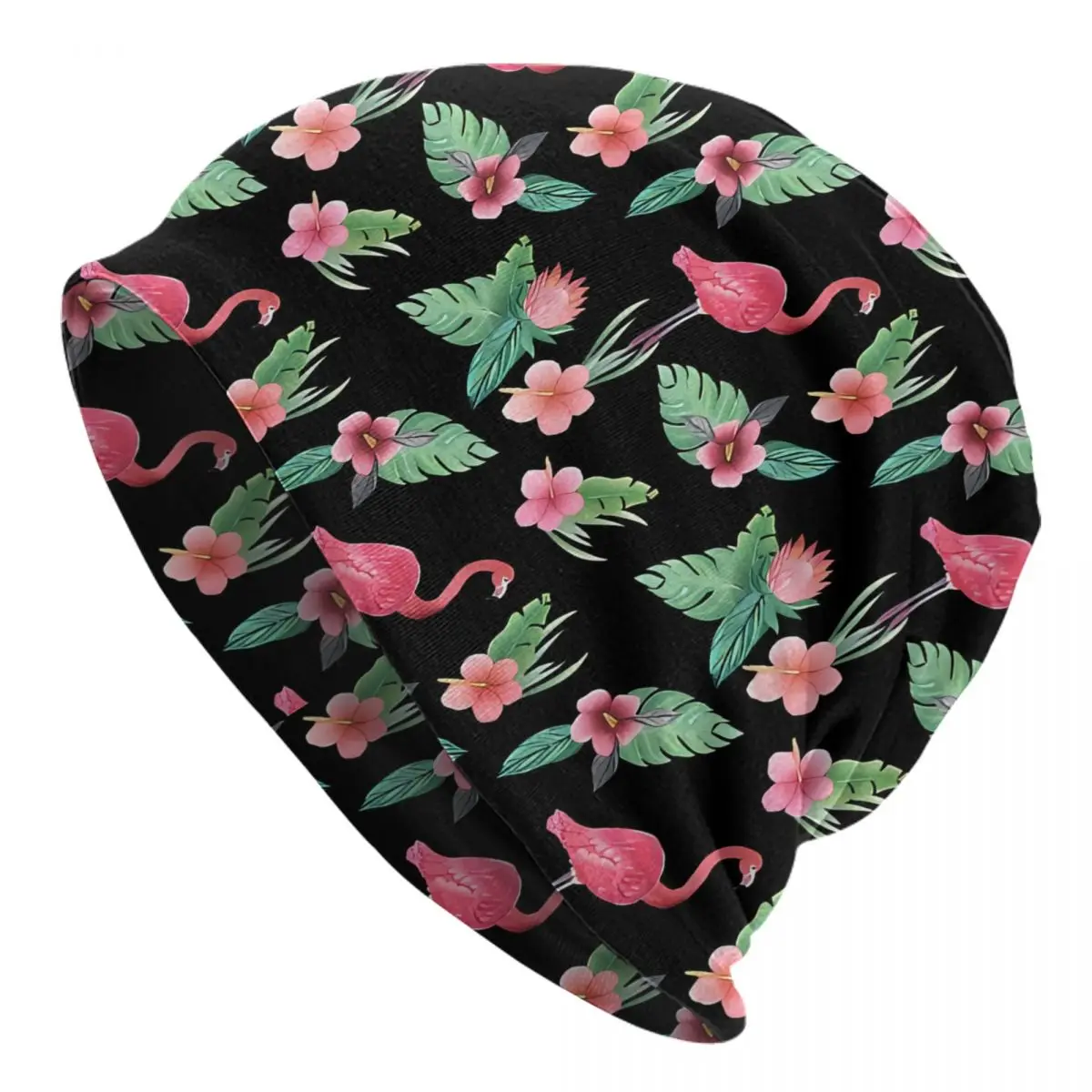 

Flamingo Black Background Fashion Beanie Caps Skullies Beanies Ski Caps Bonnet Homme Hats
