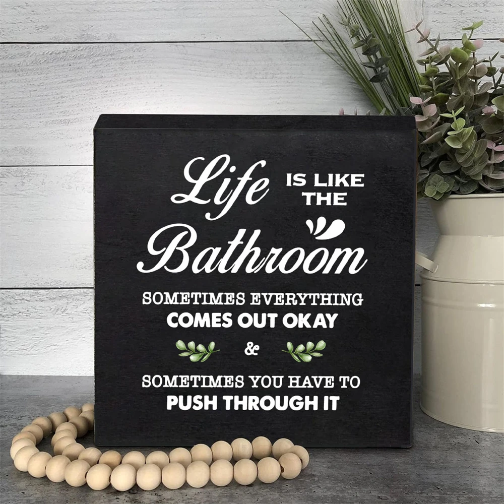 Жизнь как деревянные вывески для ванной комнаты настольные украшения и