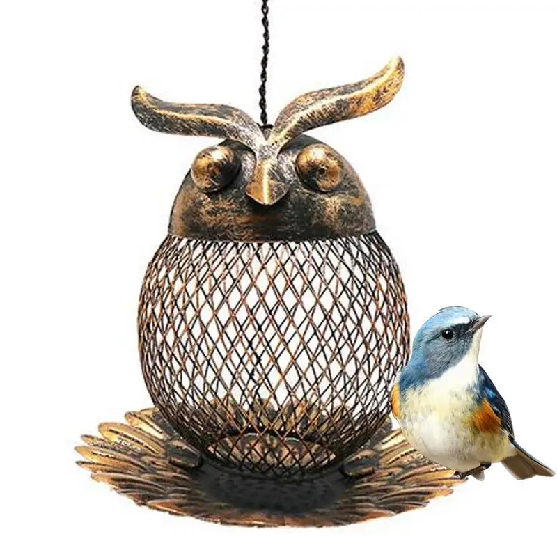 

Кованая Железная фотокормушка в форме совы, подвесное уличное устройство для кормления еды, фонтан для воды, садовый декор, двор, искусство