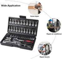 46 pcsset multifunctionl ratchet wrench set with carry case for auto repair professional mechanic repair tools combination kit