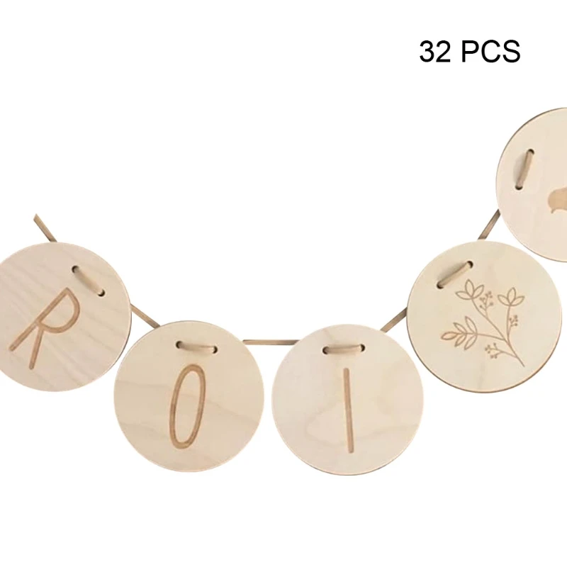 

Wooden Hanging Banner Slice flag with Rope Letter Card Baby Kid Children Room Decoration ornaments