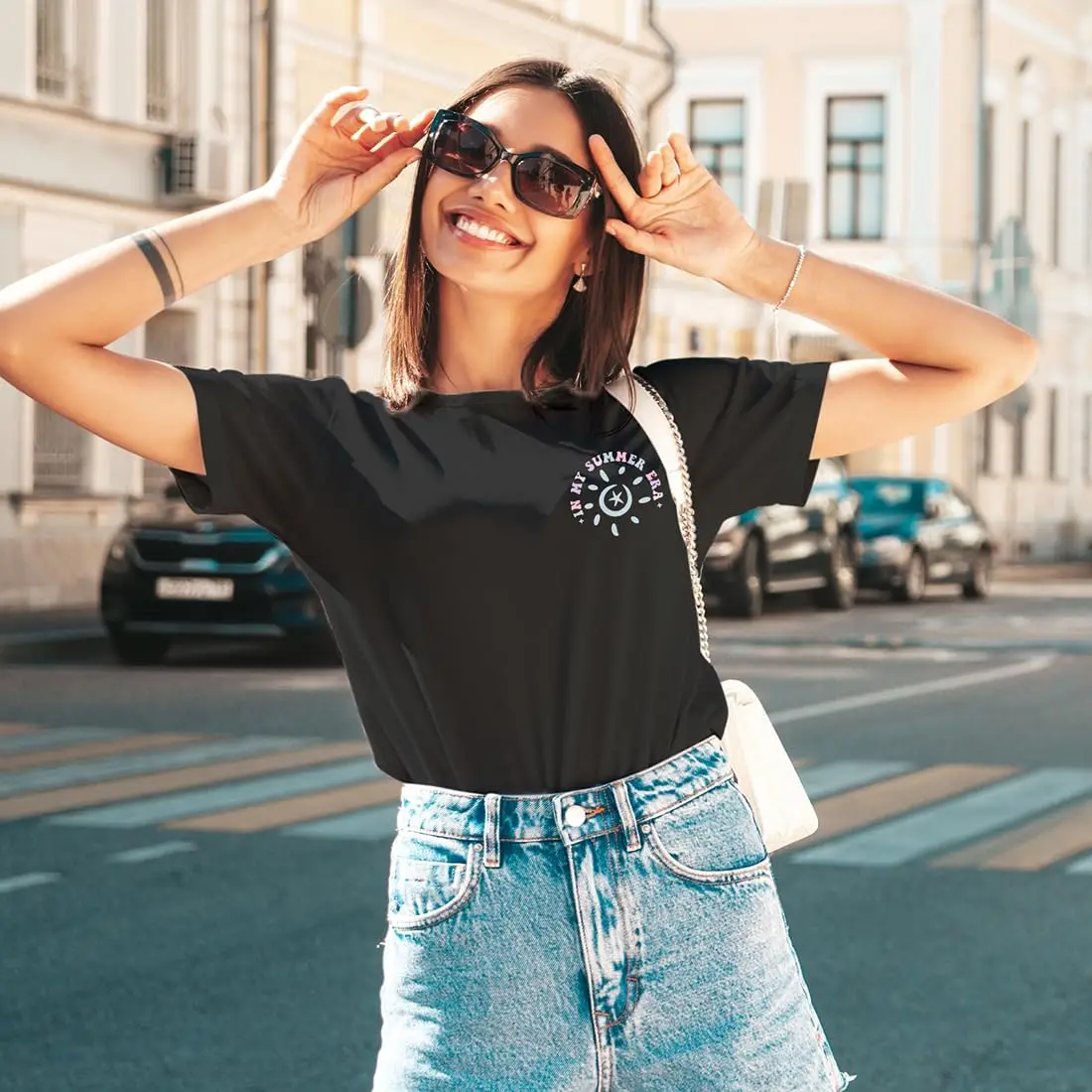 Женская летняя футболка с коротким рукавом принтом