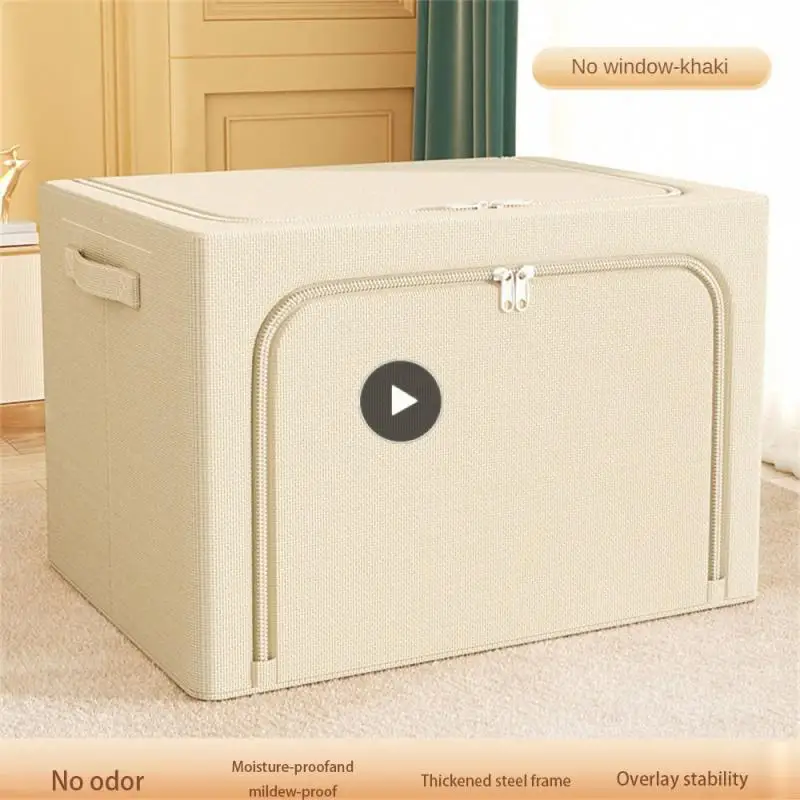 

Fabric Material Clothes Storage Box Folding For Easy Storage Light Gray Oxford Cloth Storage Box Large Bearing Capacity White