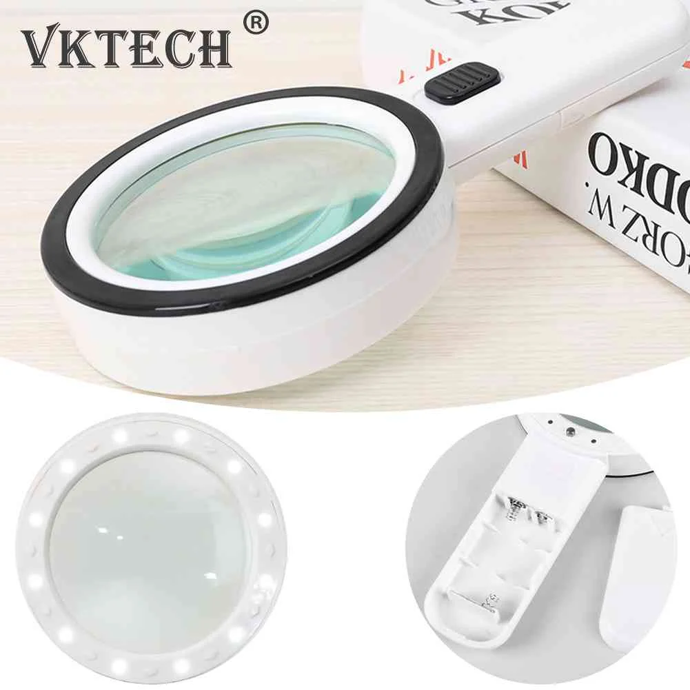 

Увеличительная Лупа с подсветкой 30X, ручная увеличительная лупа, 12 лампочек, с УФ-лампой, Портативная Лупа для чтения книг/газет