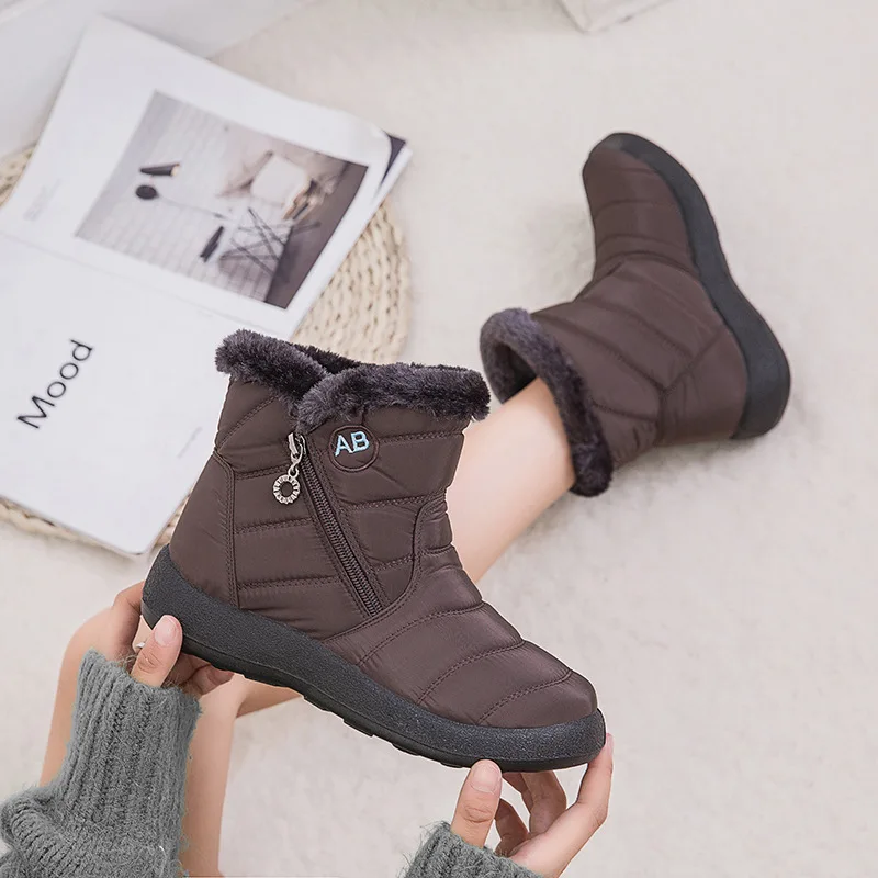 Women Snow Boots 2022 Fashion Winter Boots Warm Short Fur Plush Ankle Botas Plus Size Female Shoes Zipper Winter Warm Boots