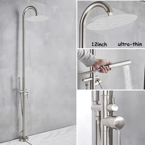 Torneira de chuveiro ao ar livre de latão Torneira de banheiro em pé de torneira do piso Montado com o chute