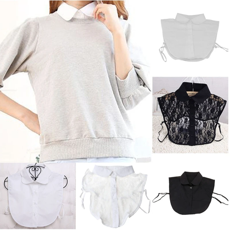 

Women Color Lace Detachable Lapel Choker Necklace Shirt Fake False Collar Drop Shipping