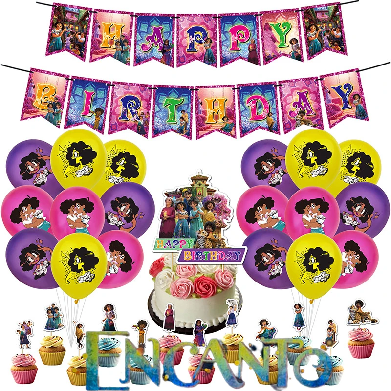 

2022 New Disney Encanto Mirabel Movie Pixar Birthday Party Decorations Madrigals Balloon Banner Cake Supplies Toy Gift For Child