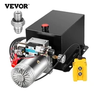 vevor hydraulic pump power unit 12v dump trailer double acting 15 quart with brass pressure gauge car lift suit for auto repair