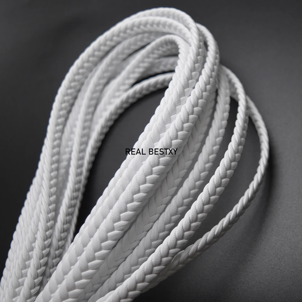 Плоский кожаный шнур шириной около 10*4 мм кружевные шнуры белого цвета для