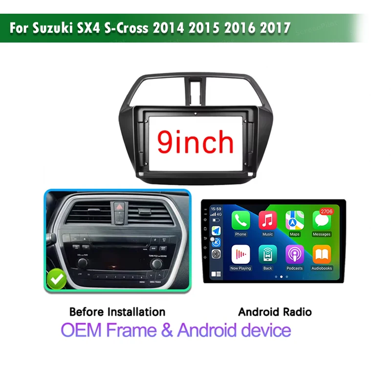 Фото Автомагнитола Android 16 для Suzuki SX4 S-Cross 2014-2017, мультимедийный видеоплеер, GPS-навигация, QLED сенсорный экран №3