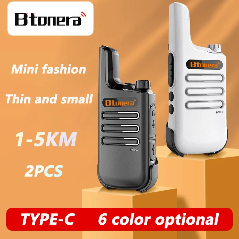 BTONERA Mini Walkie Talkie 2 pcs PMR 446 FRS Walkie-Talkies Two Way Radio Portable Communication Equipment PTT Hotel Cafe