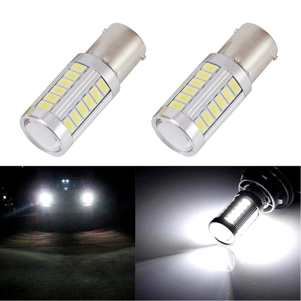 

2 Pcs/set Car DRL Light Bulb White LED BA15S P21W 1156 800LM 6500K Reversing Lamp 33-SMD 5630 12V Replacement Accessories