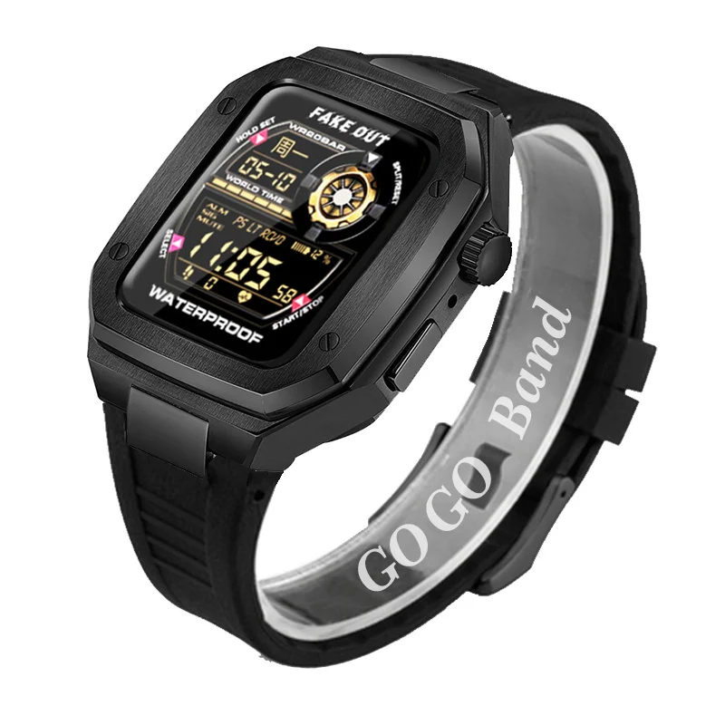 45mm Metal Luxury Strap+case Modification Kit for Apple Watch Band 41mm 44 mm DIY Steel IWatch Series 7 SE 6 5 4 Mod Set 45mm