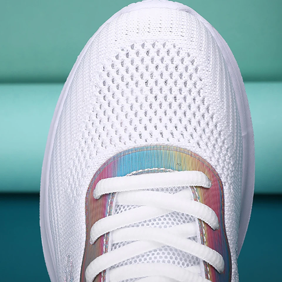 Loekeah Breathable Mesh Casual Shoes New Running Sneakers For Women Fashion Flats Shoes Lace Up Sports Footwear Outdoor Tennis