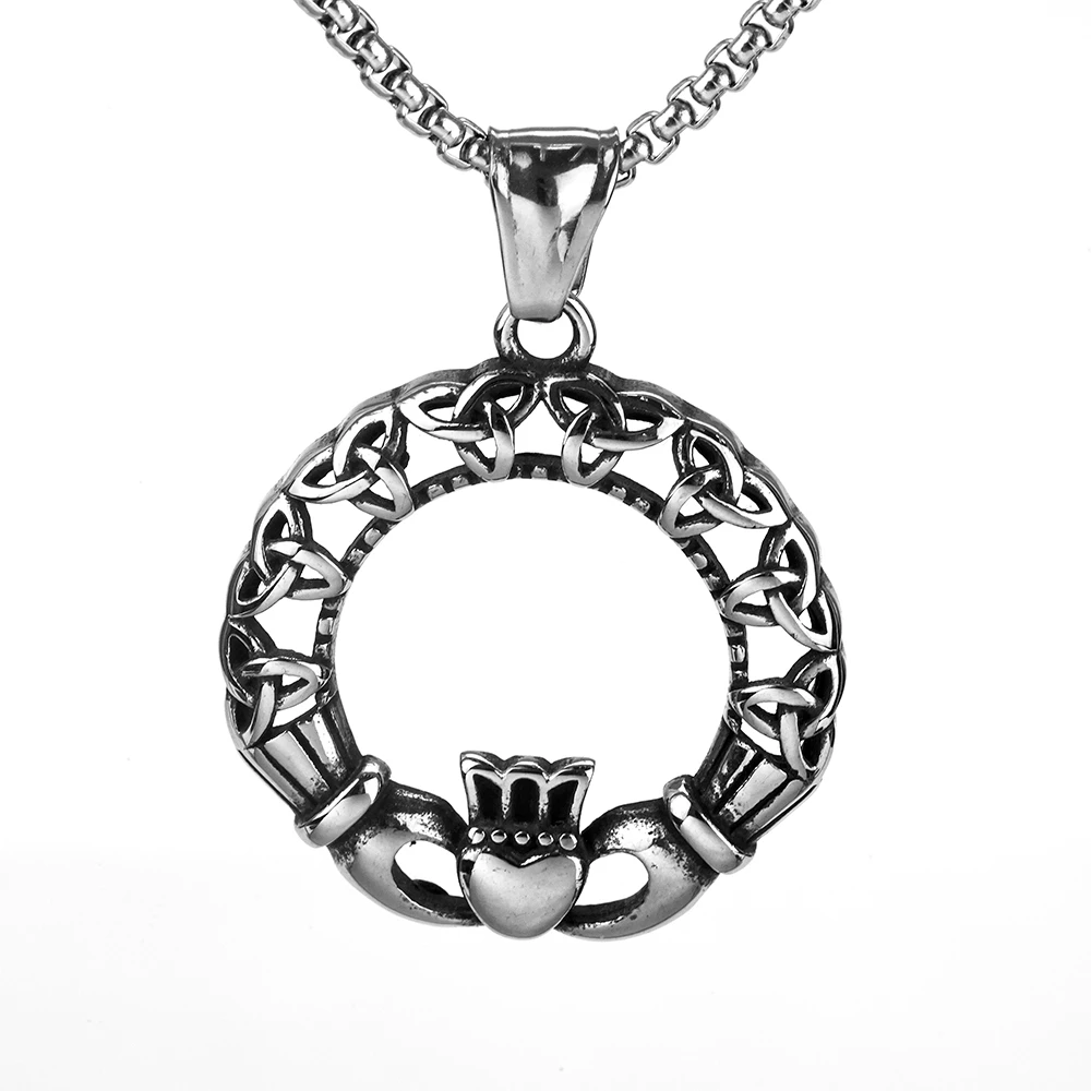 

Винтажная подвеска в кельтском стиле с узелком, ожерелье из нержавеющей стали, аксессуары из титановой стали, Мужская цепь, стандартная, бес...