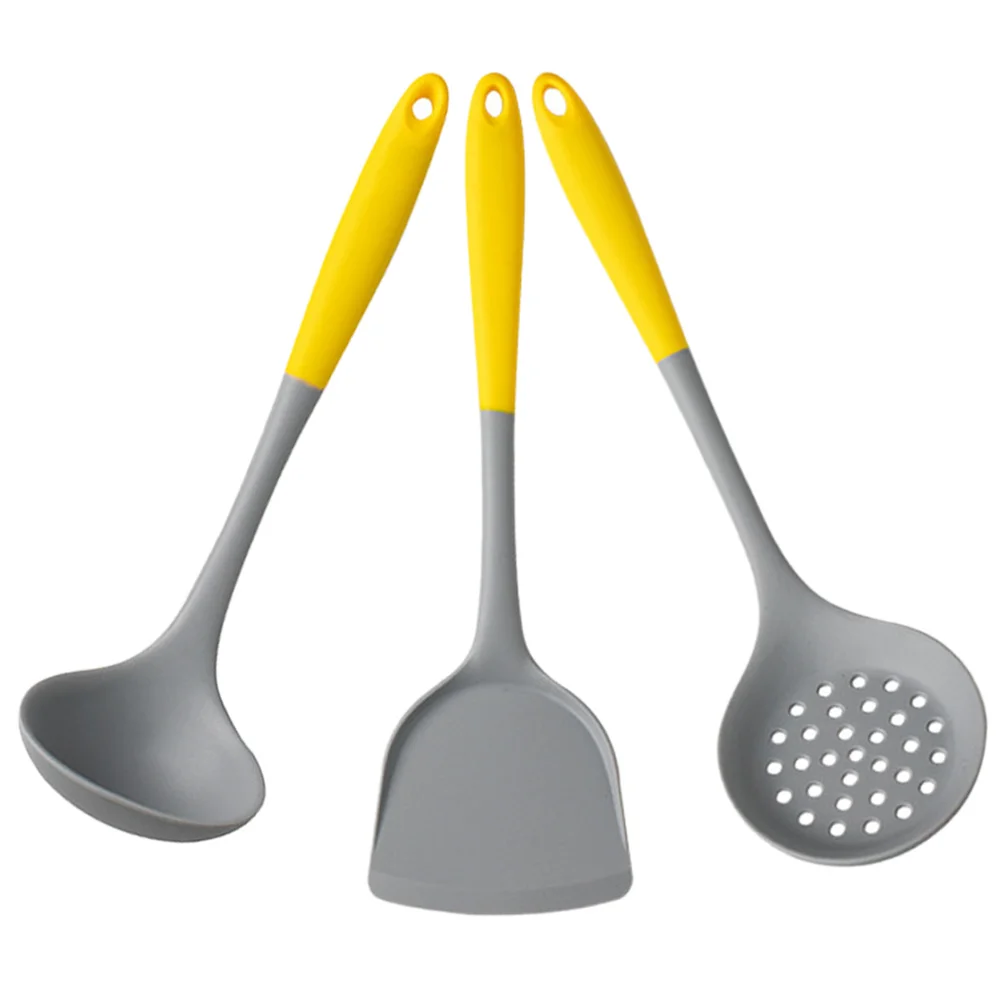 

1 Set of Reusable Silicone Colander Cooking Spoon Portable Spatula Kitchen Supply