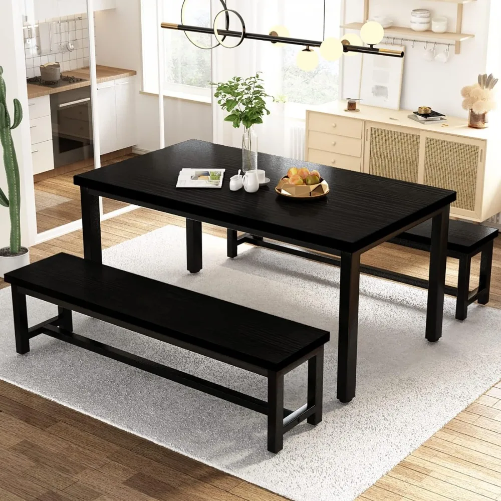 

AWQM Dining Room Table Set, Kitchen Set with 2 Benches, Ideal for Home, and Room, Breakfast of 43.3x23.6x28.5 inches,