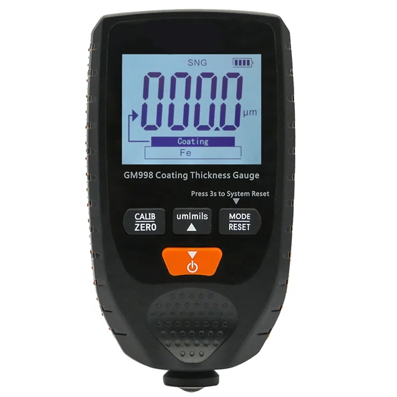 

GM998 Car Paint Coating Thickness Gauge Car Paint Electroplate Metal Coating Thickness Tester Meter 0-1500Um