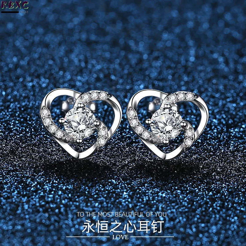 

925 Silver Eternal Heart Earrings Female Love Rotating Design Earrings Female Autumn and Winter New Earrings