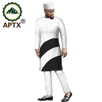 south african traditional wear formal attire bazin riche dashiki outfits shirt pants suit no cap african men agbada 3 pc t191601