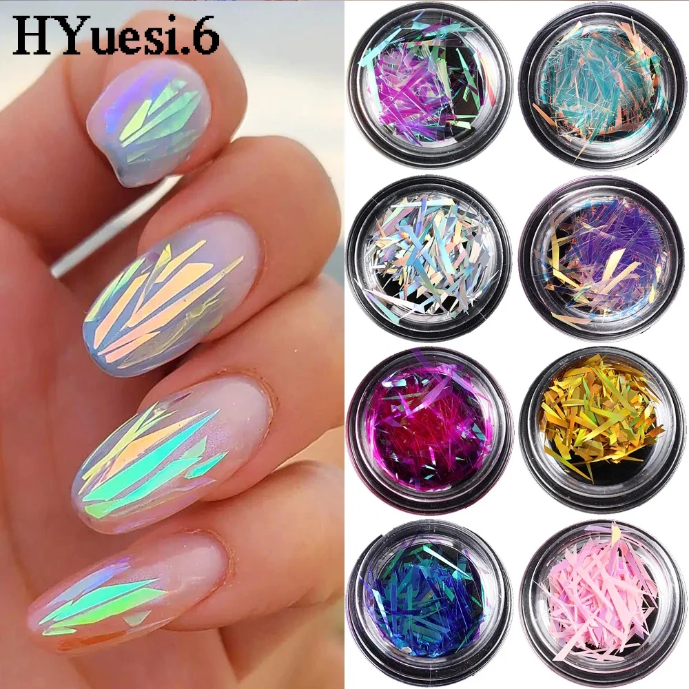 

1box Irregular Holographic Broken Glass Paper Nail Foil Decal Gradient Laser Flakes Sticker Women DIY Accessories Manicure Decor