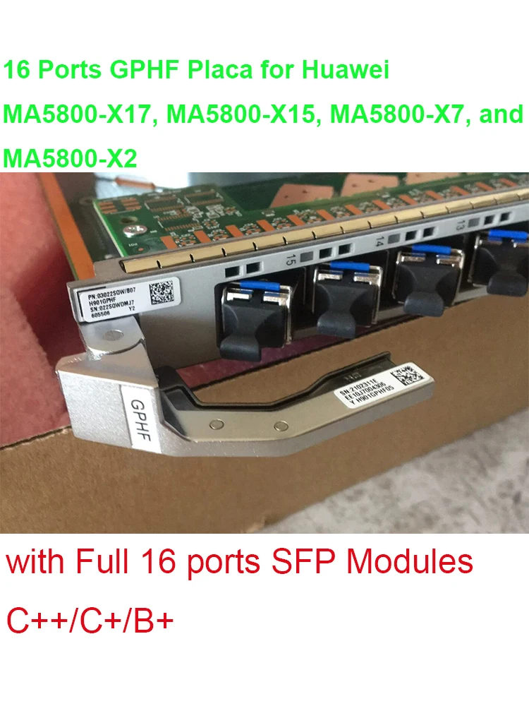 

16 Ports GPHF Interface Board PON GPON Card with SFP Modules C++ C+ for Huawei OLT MA5800-X17/MA5800-X15/MA5800-X7/MA5800-X2