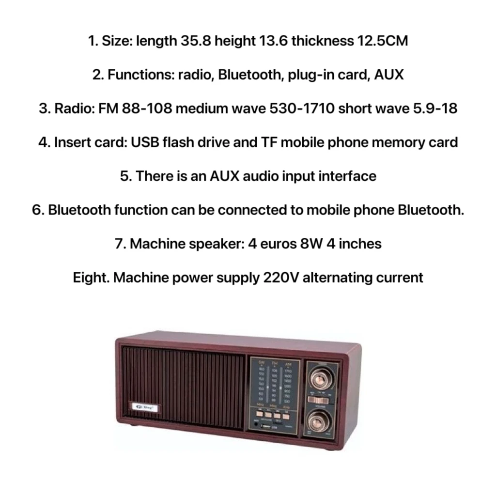 Винтажное настольное радио FM средней волны короткая волна Bluetooth динамик